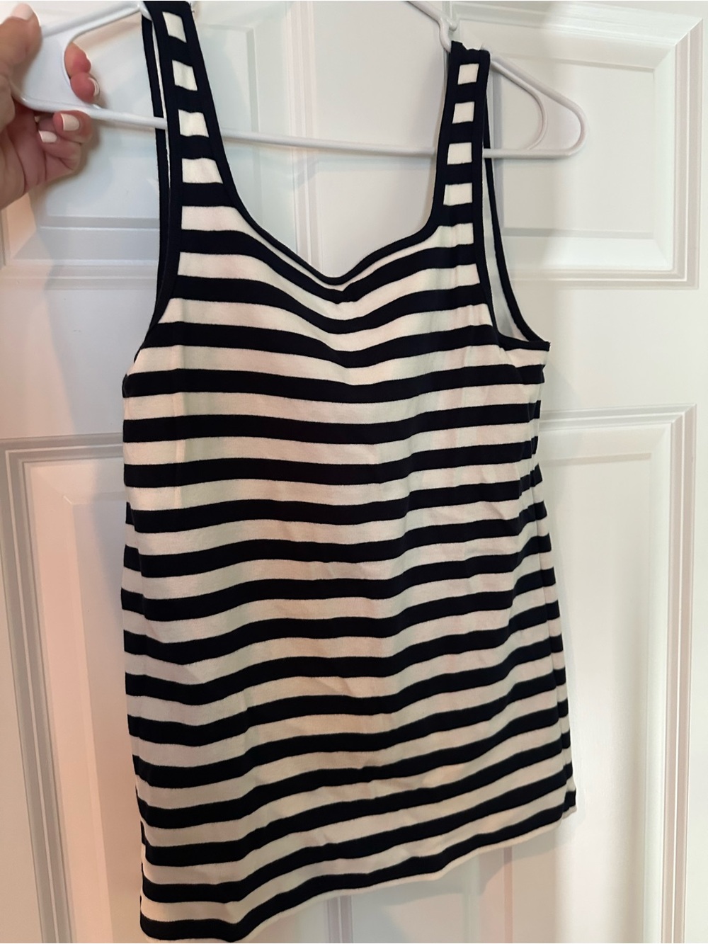 J. Crew Black and Cream Striped Tank